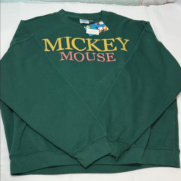 Disney Green Mickey Mouse Crewneck Sweater - Picture 1 of 3